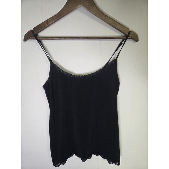 Jockey Camisole Undershirt Blsck With Mini Lace Trim Tank Top Size 2XL - Picture 1 of 5